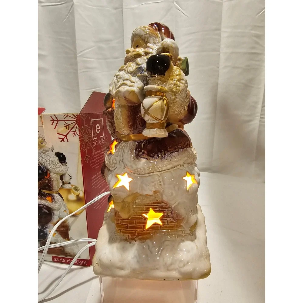 Elements Santa Claus Night Light Figurine Porcelain With Box Christmas Decor‎